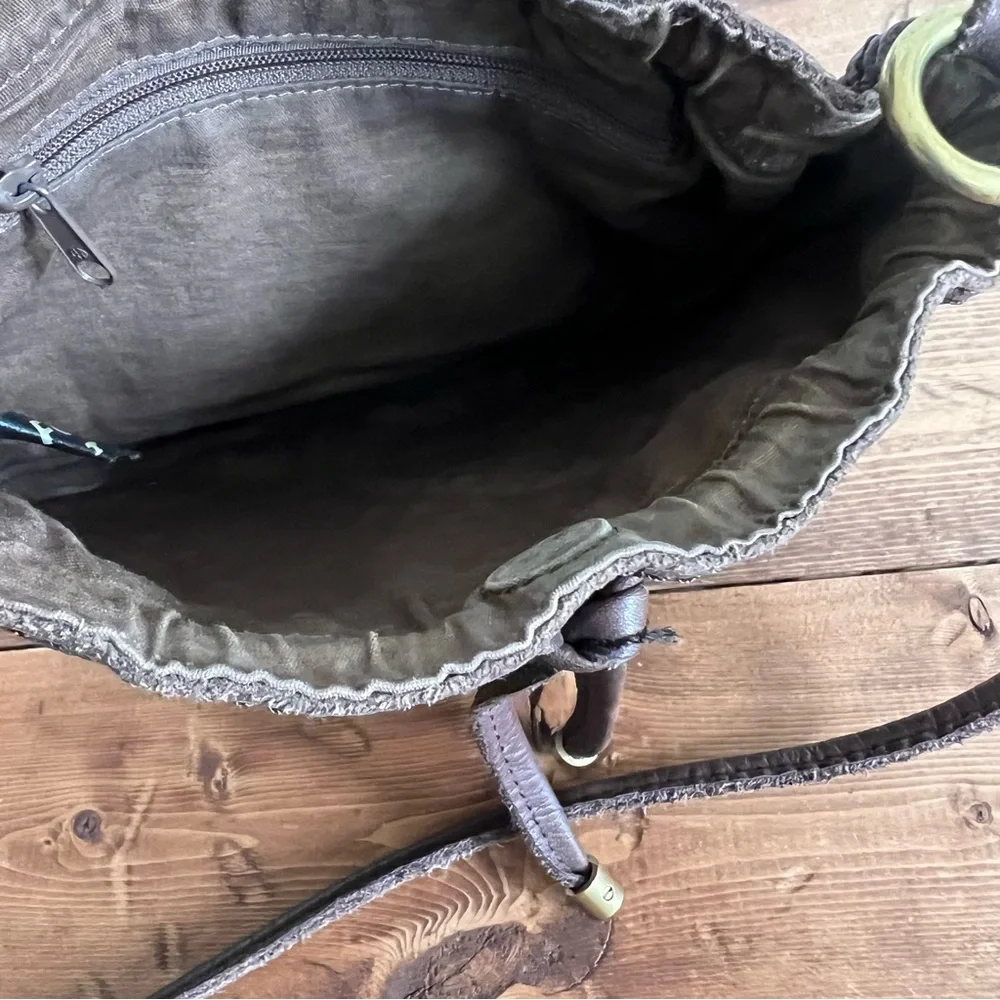 Fossil Small Brown Leather Crossbody Embellished Studded Purse Boho Festival Bag - Picture 6 of 15